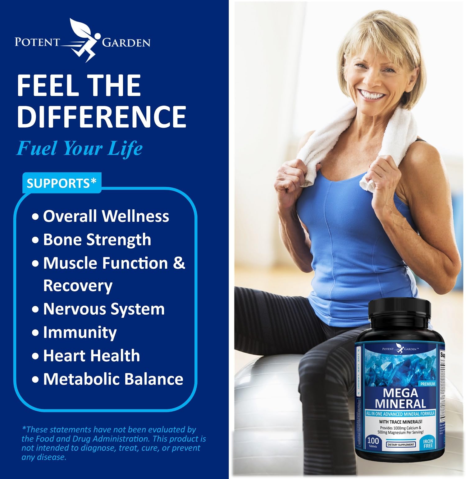 Potent Garden Mega Minerals Multimineral Supplement bottle with label