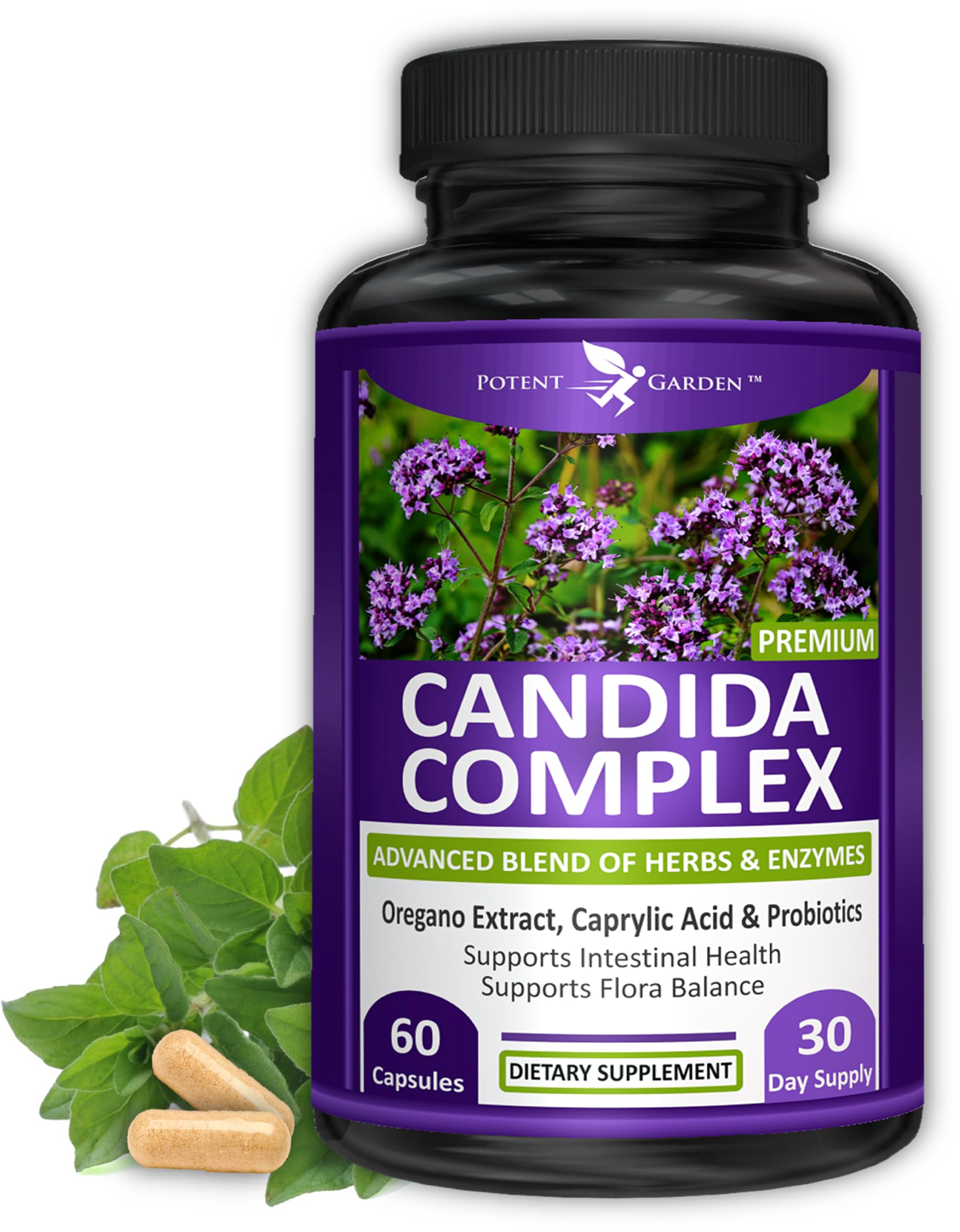 Potent Garden Oregano Supplement 60 Capsules front view