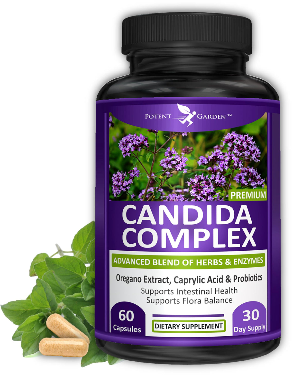 Potent Garden Oregano Supplement 60 Capsules front view