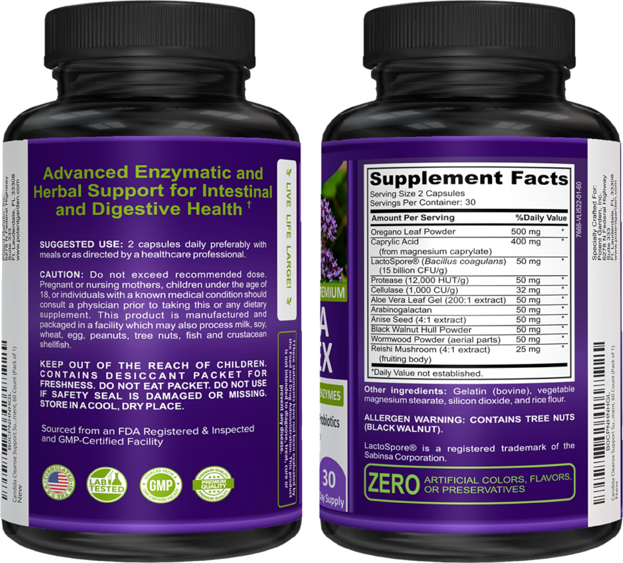 Potent Garden Oregano Supplement with a measuring spoon
