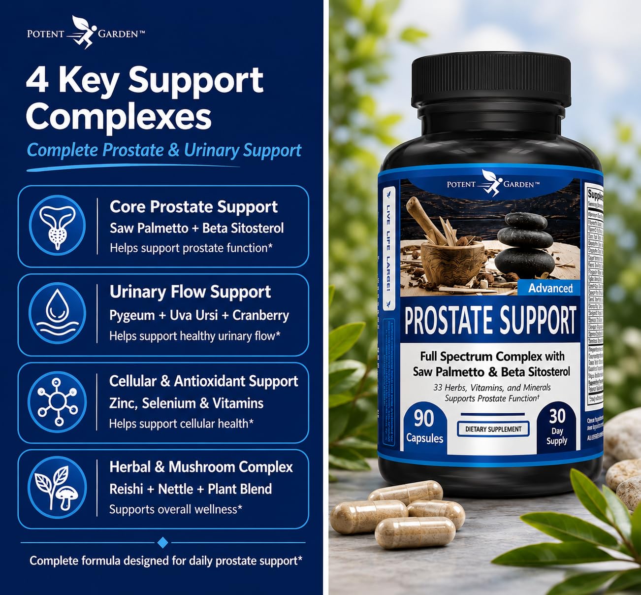Potent Garden Saw Palmetto Supplement 450mg lifestyle scene