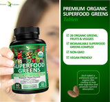Potent Garden Super Greens Capsules back view with ingredient list