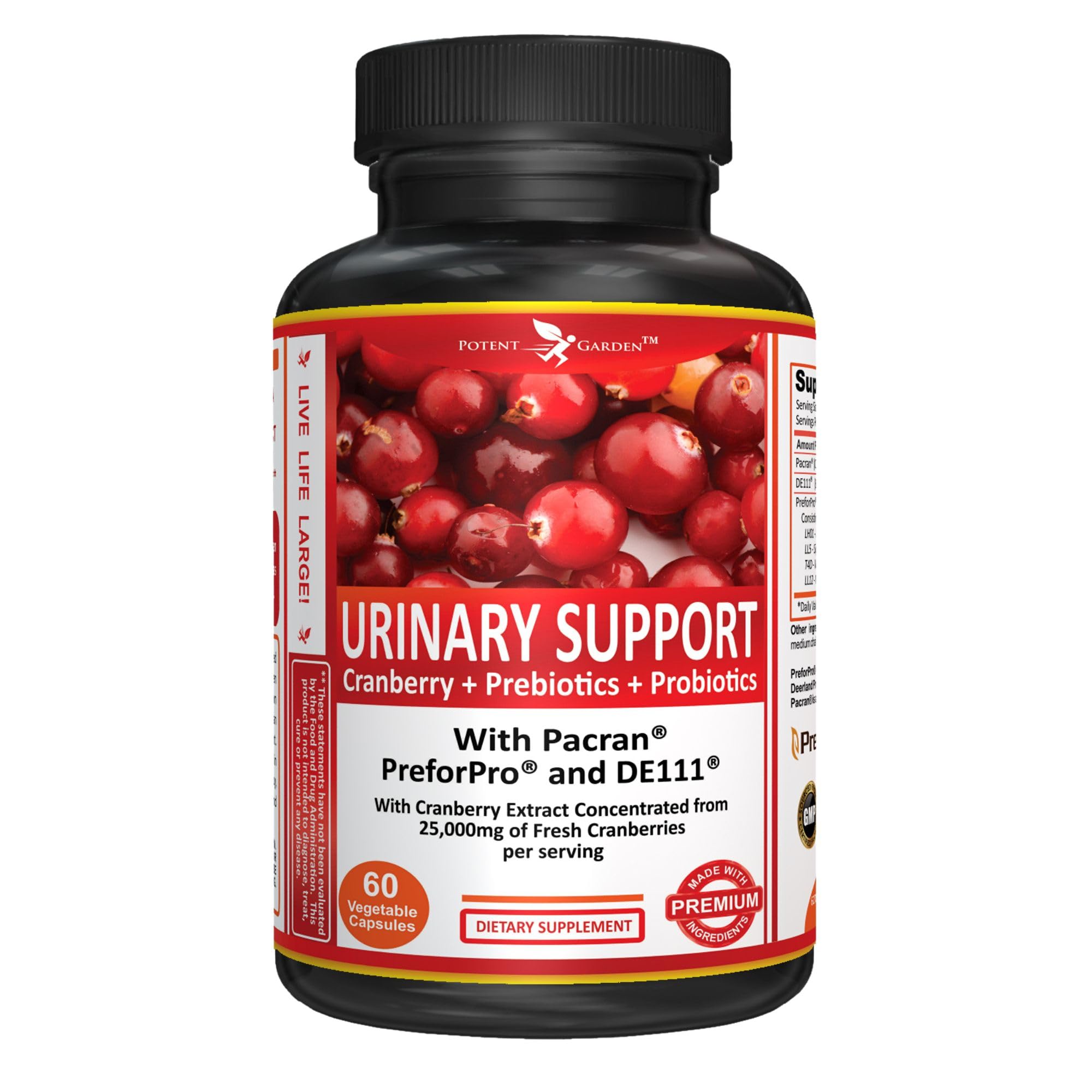 Potent Garden Urinary Support Cranberry Capsules 500mg front view
