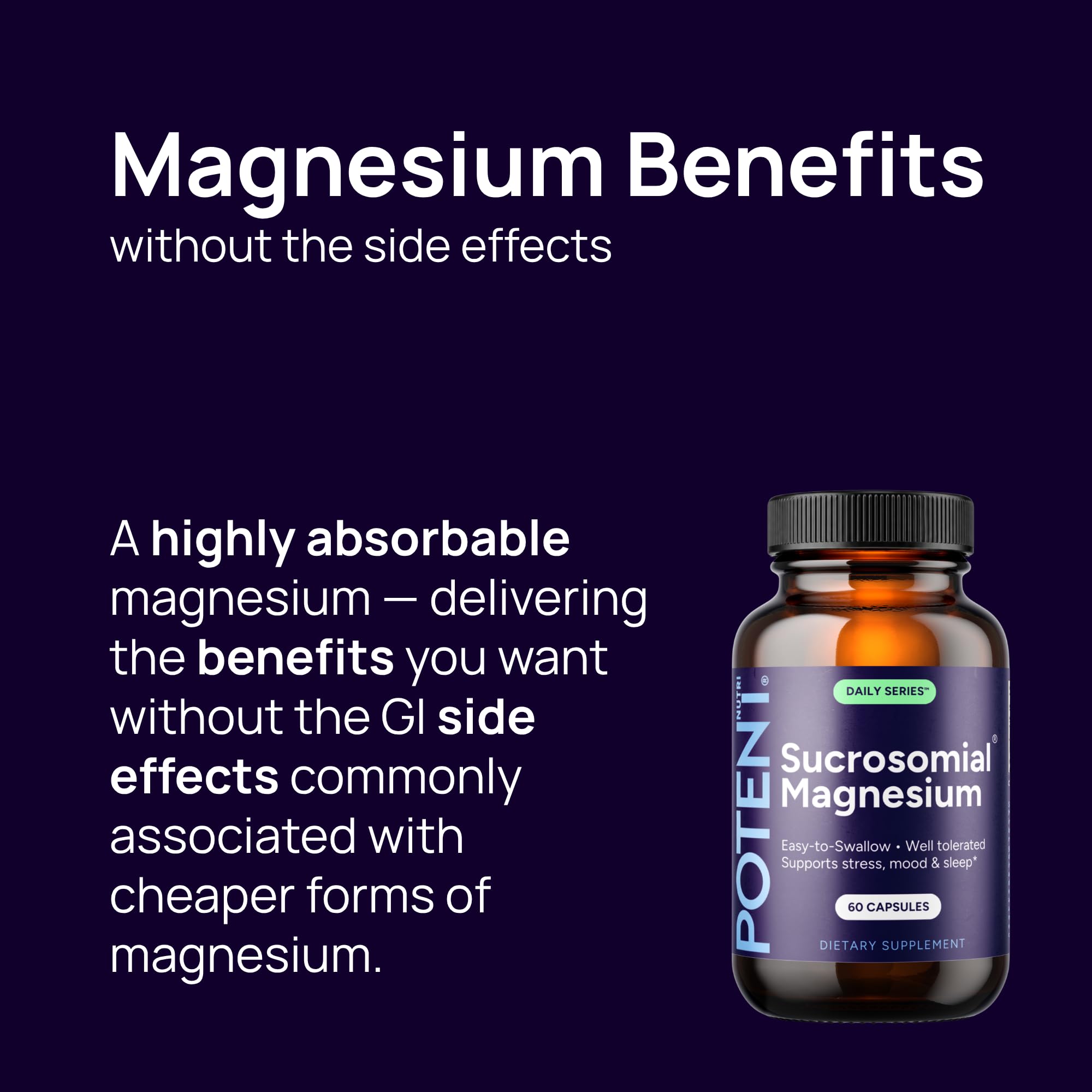 Potent Nutri Sucrosomial Magnesium 60 Capsules side view