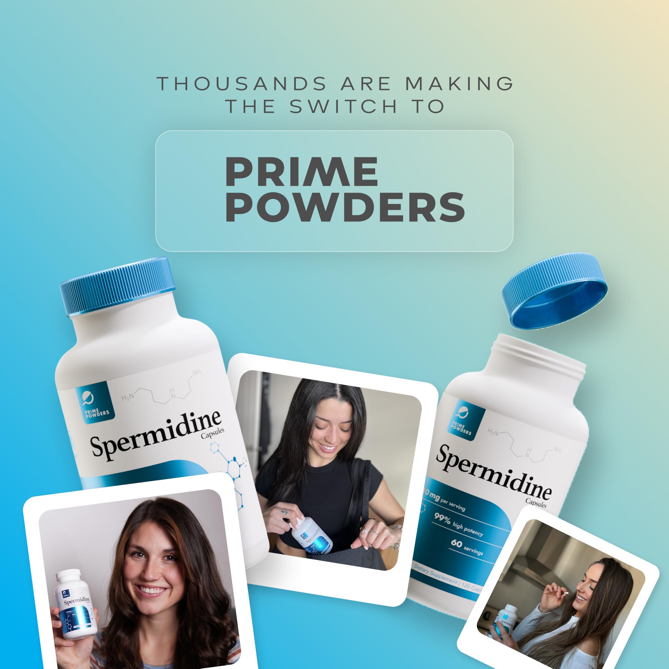 Powders Spermidine 99% Pure Capsules with measuring spoon