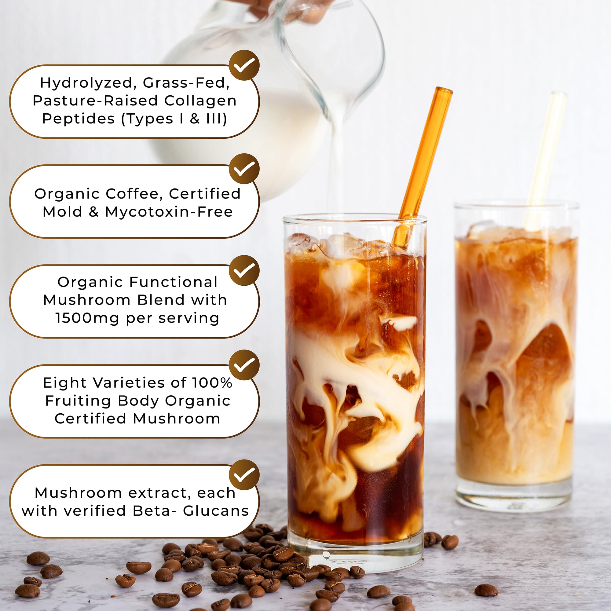 PowderVitamin Mushroom Powder Plus Organic Coffee in a cup