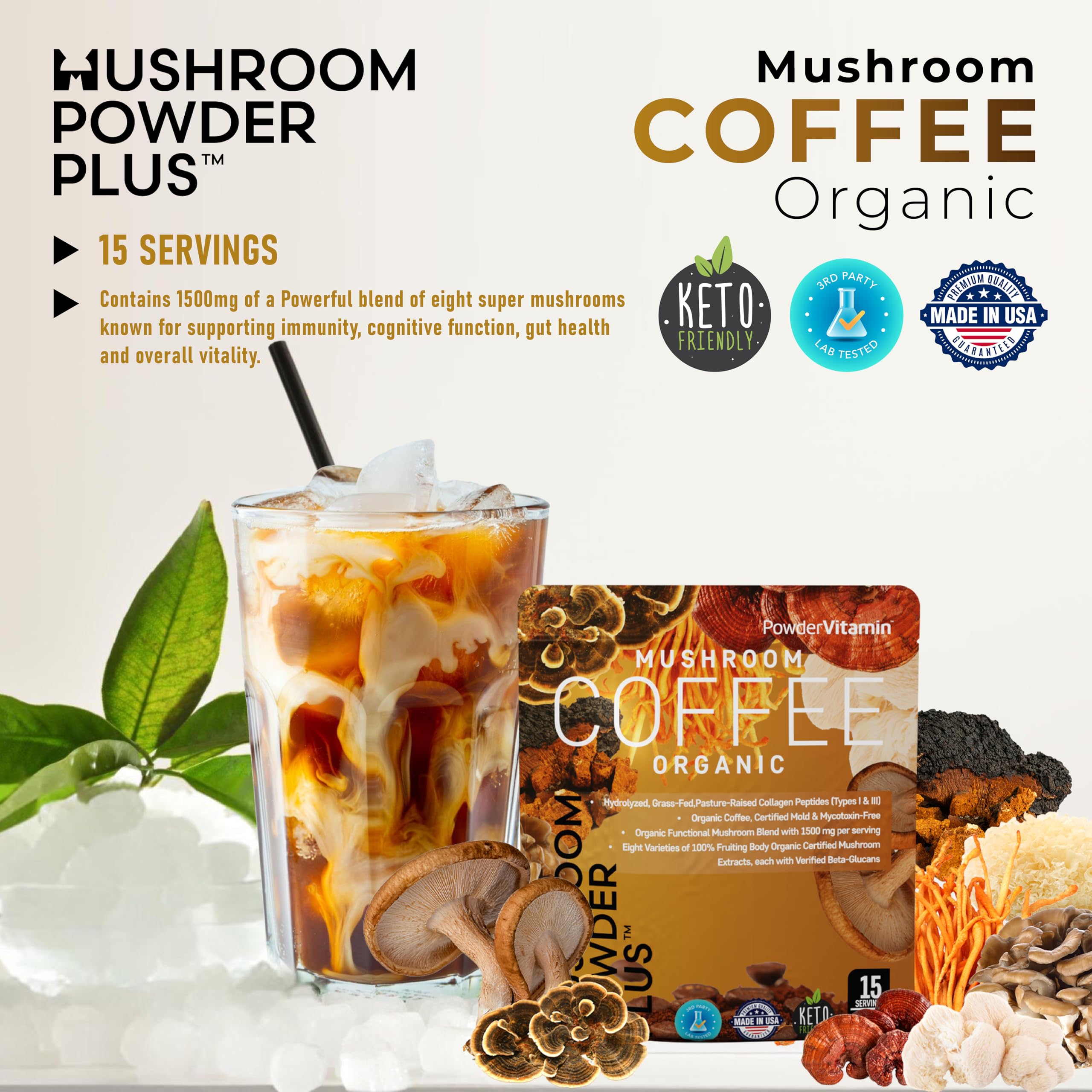 PowderVitamin Mushroom Powder Plus Organic Coffee lifestyle scene
