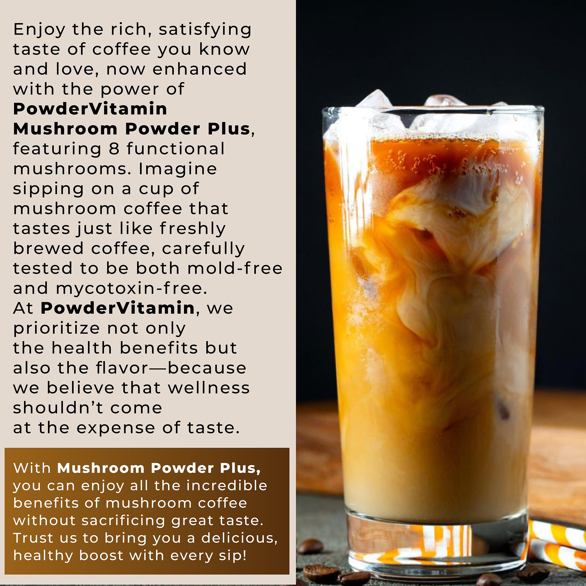 PowderVitamin Mushroom Powder Plus Organic Mushroom Coffee packaging