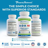 Power By Naturals ADK 10 supplement bottle with a measuring spoon