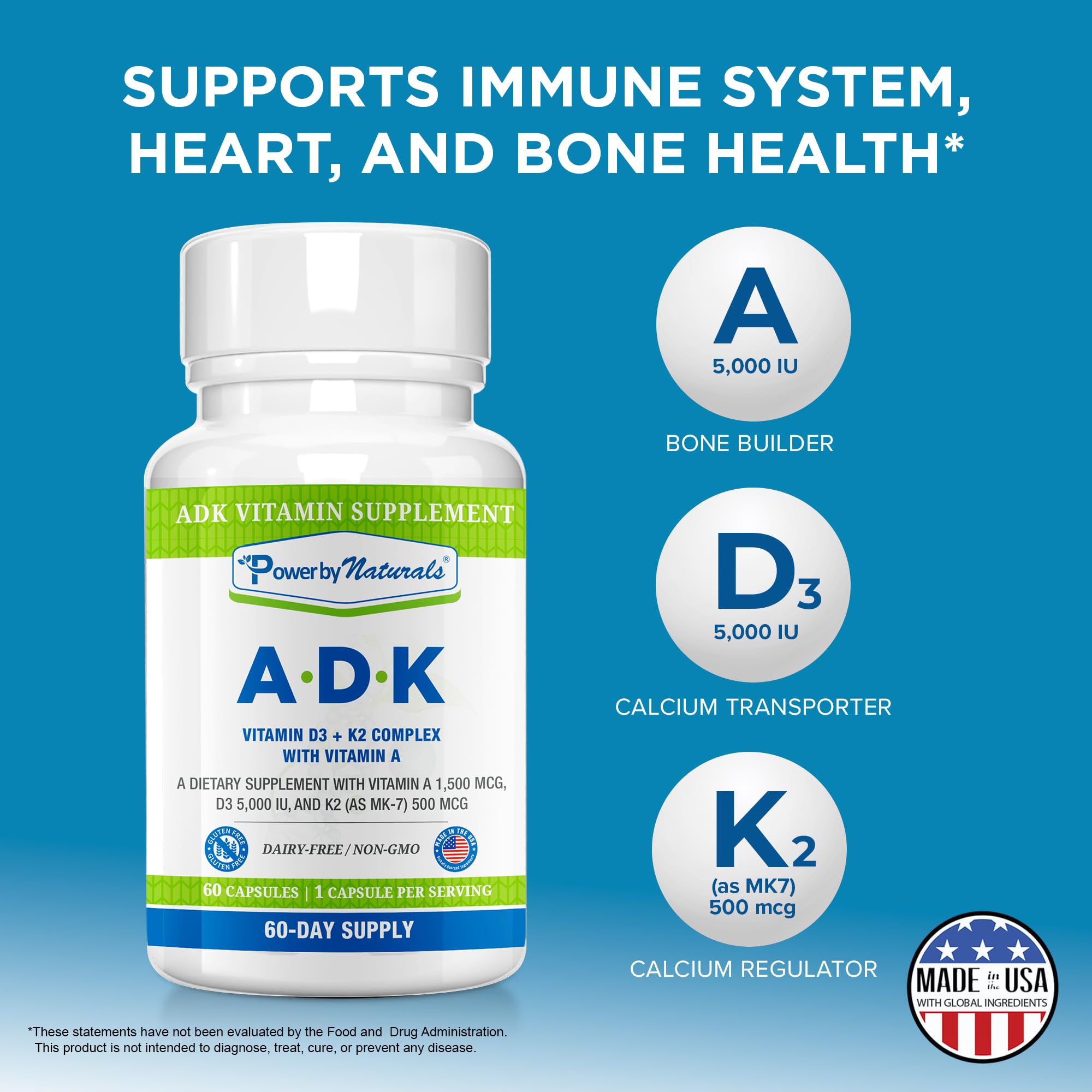 Power By Naturals ADK Supplement with a glass of water