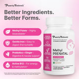Power By Naturals Methyl Prenatal Vitamins capsules on a table