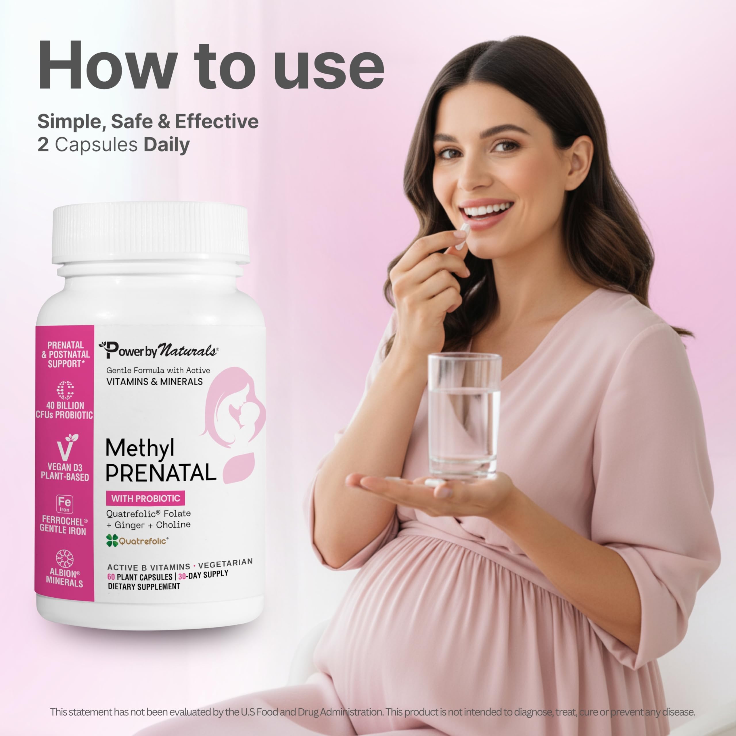 Power By Naturals Methyl Prenatal Vitamins in a lifestyle setting
