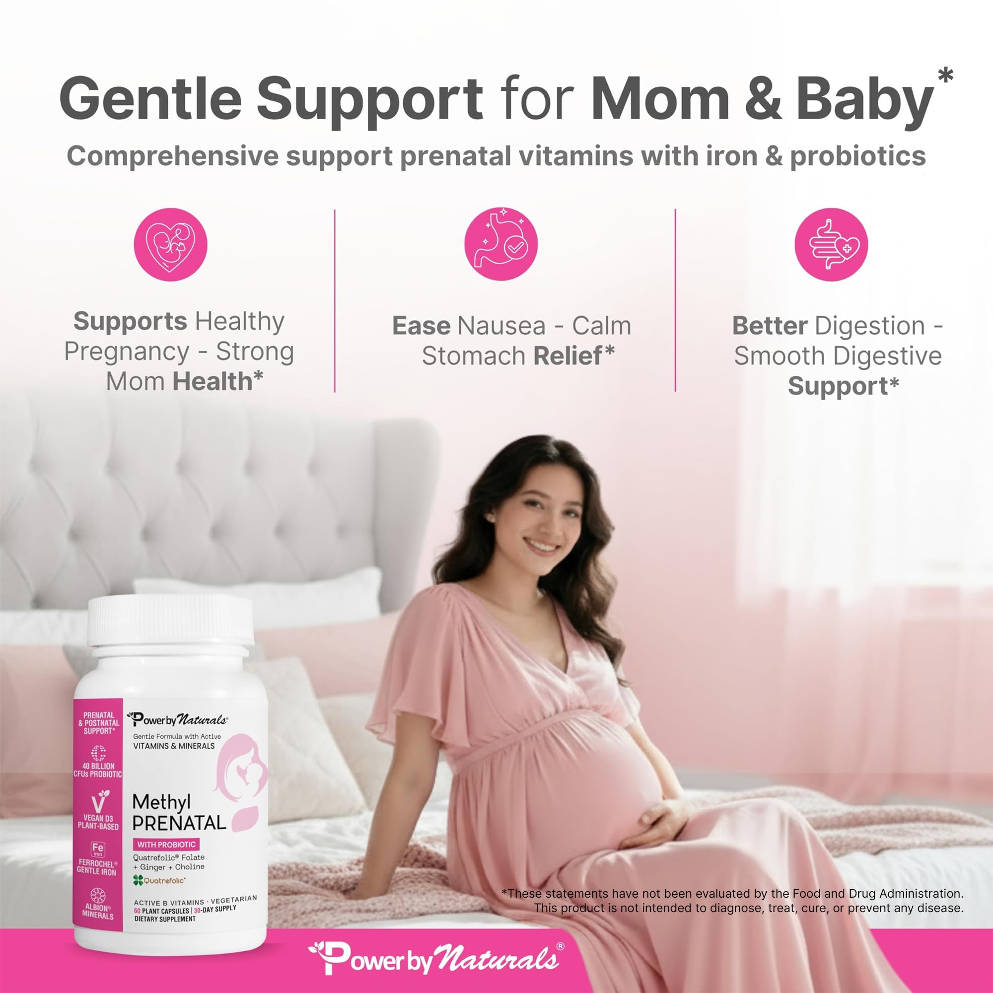Power By Naturals Methyl Prenatal Vitamins with measuring spoon