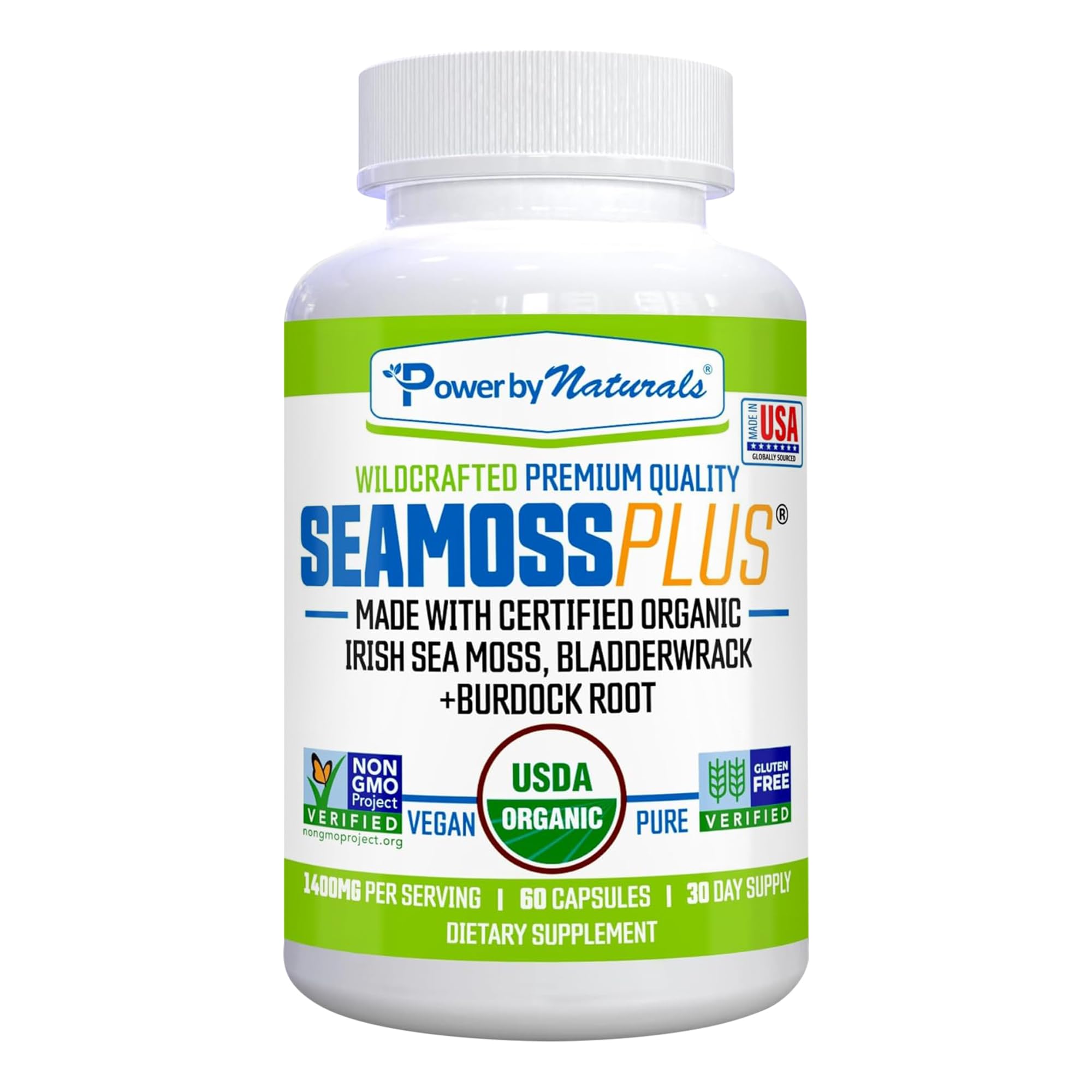 Power By Naturals Sea Moss Plus Capsules front view