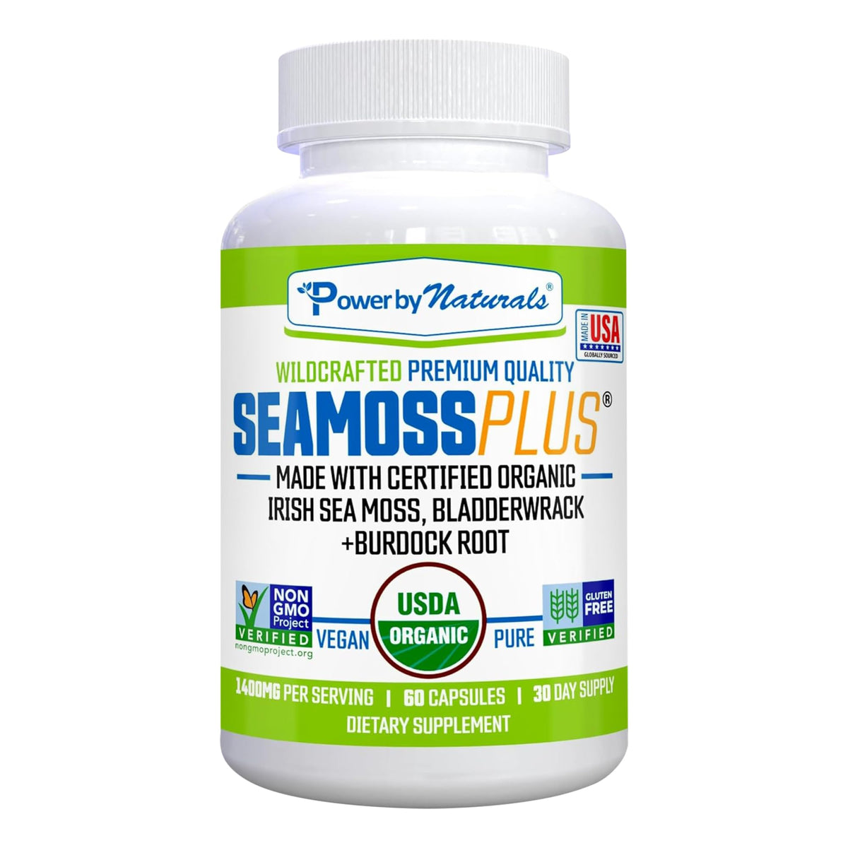 Power By Naturals Sea Moss Plus Capsules front view