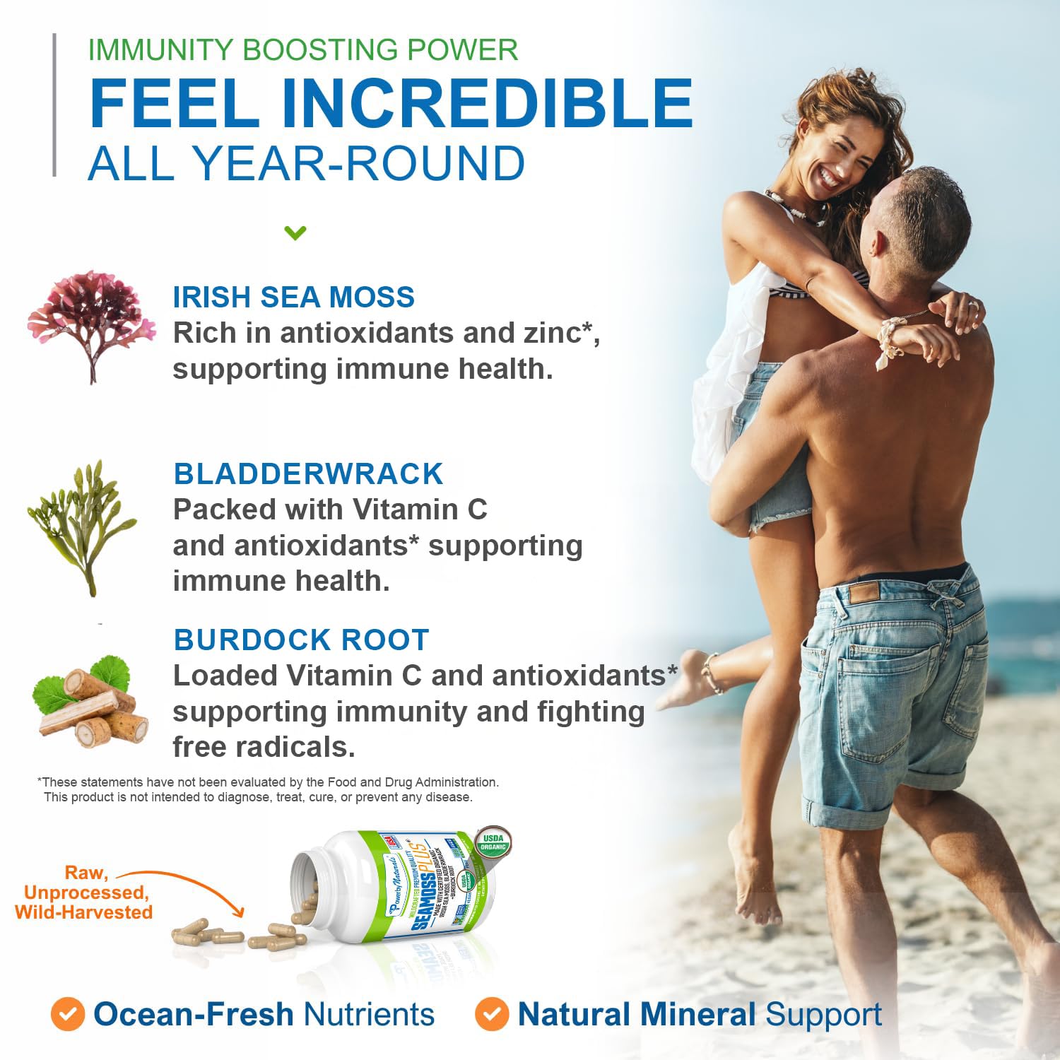 Power By Naturals Sea Moss Plus Capsules with label details