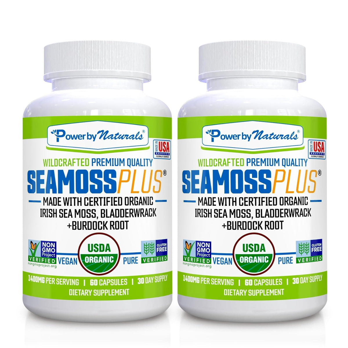 Power By Naturals Sea Moss Plus organic capsules front view