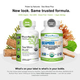 Power By Naturals Sea Moss Plus organic capsules with packaging