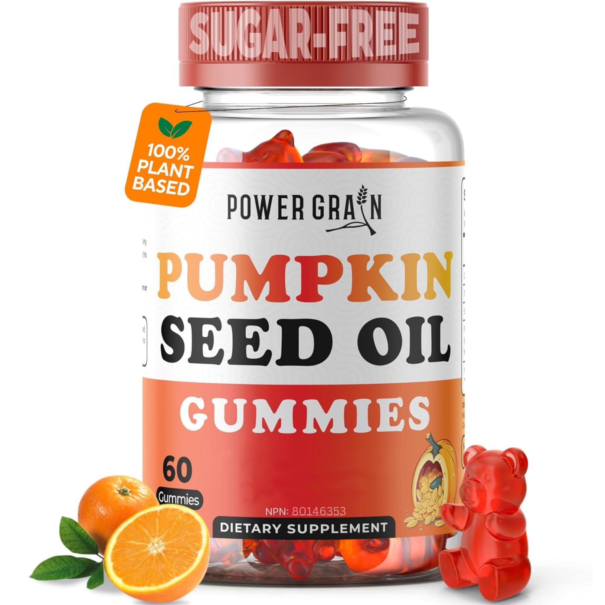 Power Grain Pumpkin Seed Oil Gummies front view with packaging