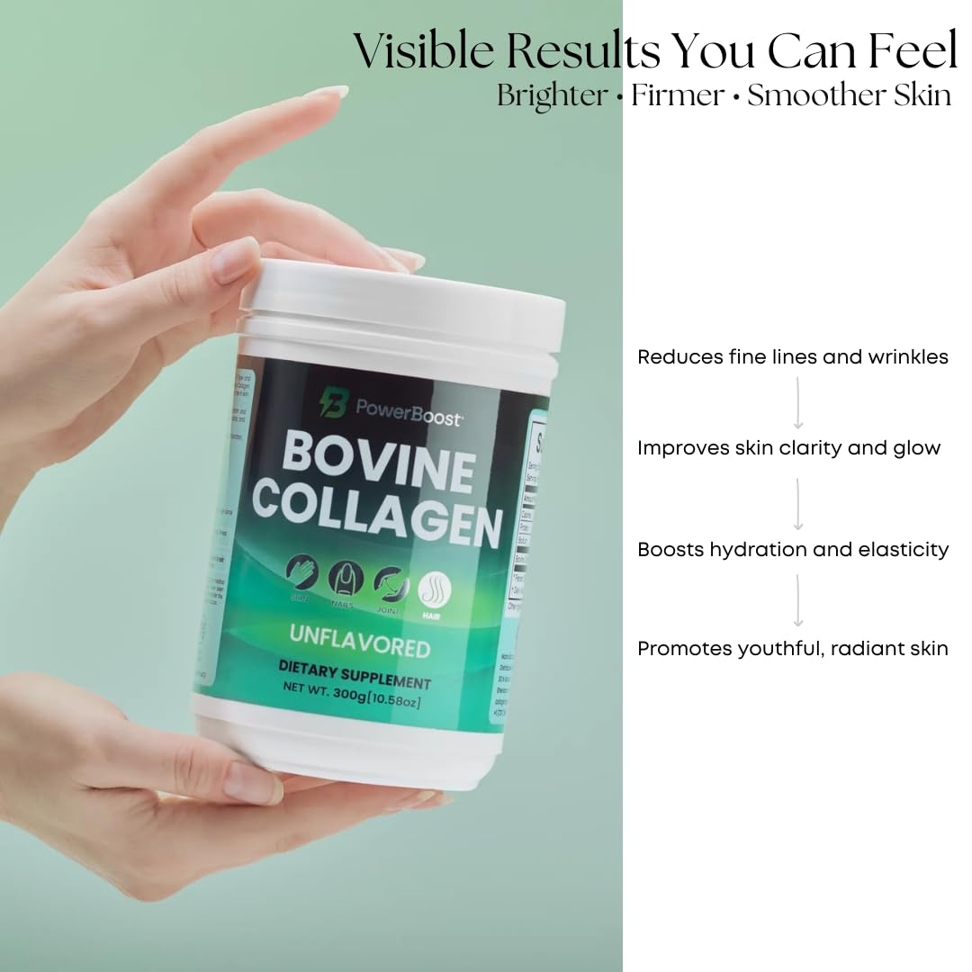 POWERBOOST Collagen Powder 300g in a glass of water