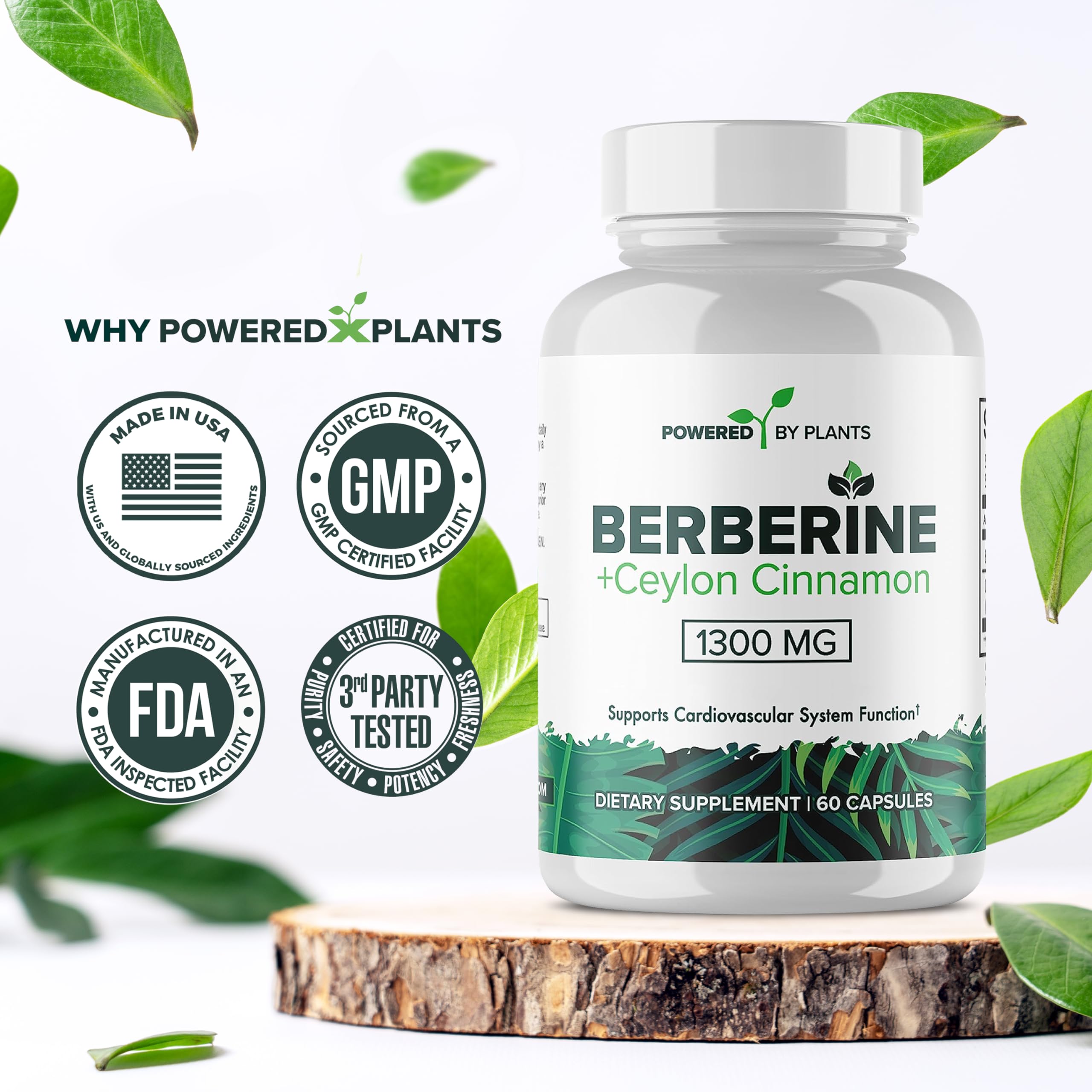 POWERED X PLANTS Berberine HCL Capsules back view