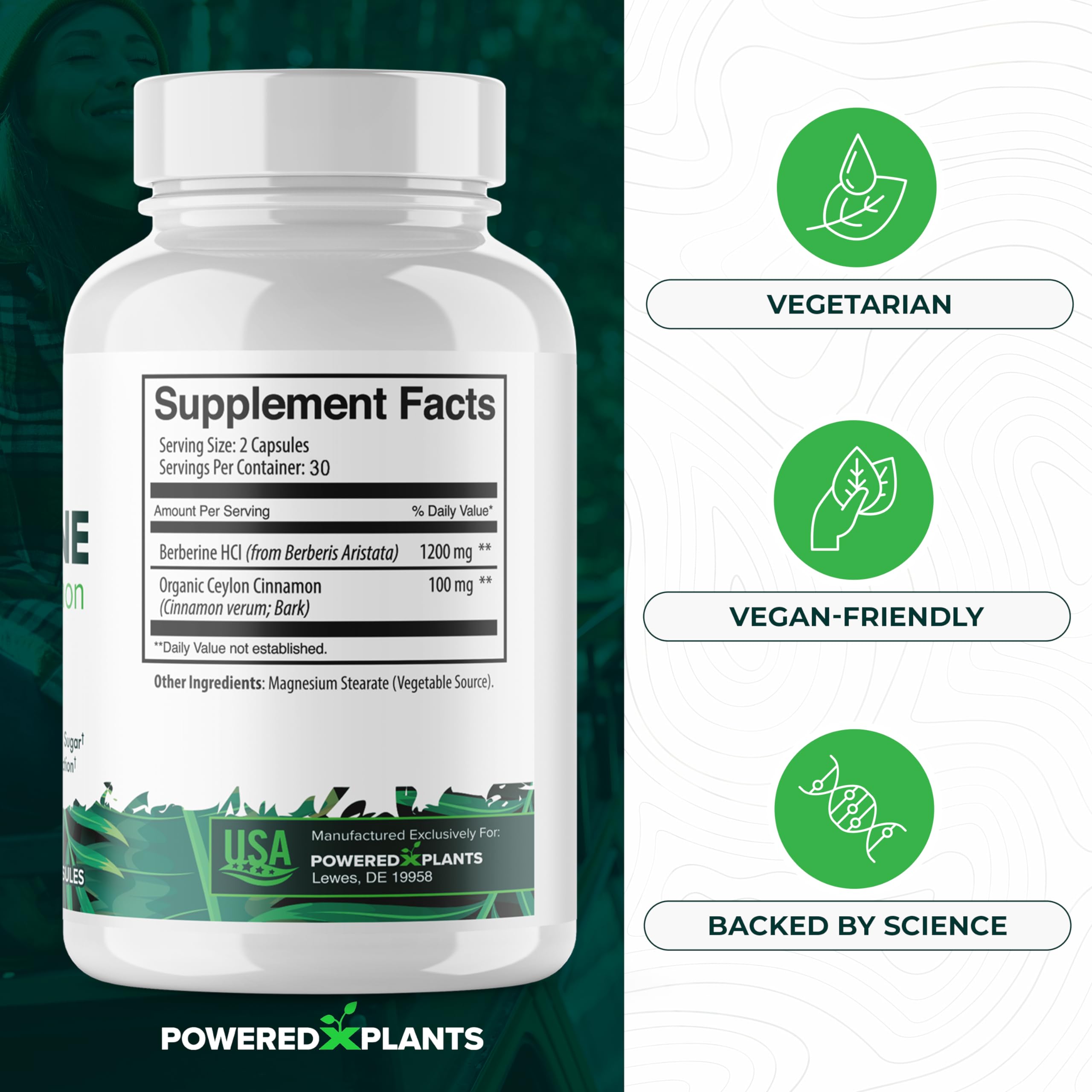 POWERED X PLANTS Berberine HCL Capsules ingredients list