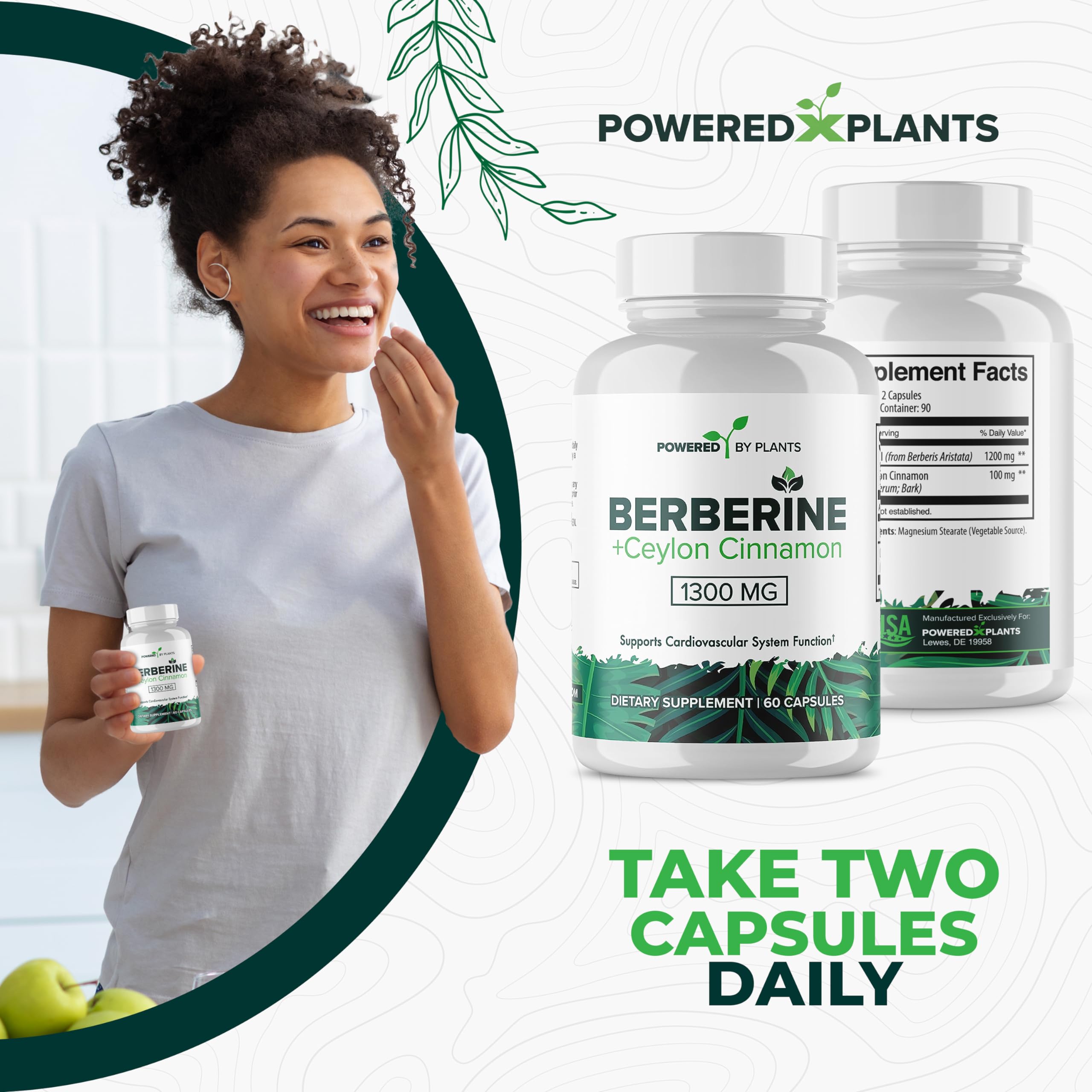 POWERED X PLANTS Berberine HCL Capsules with Ceylon cinnamon