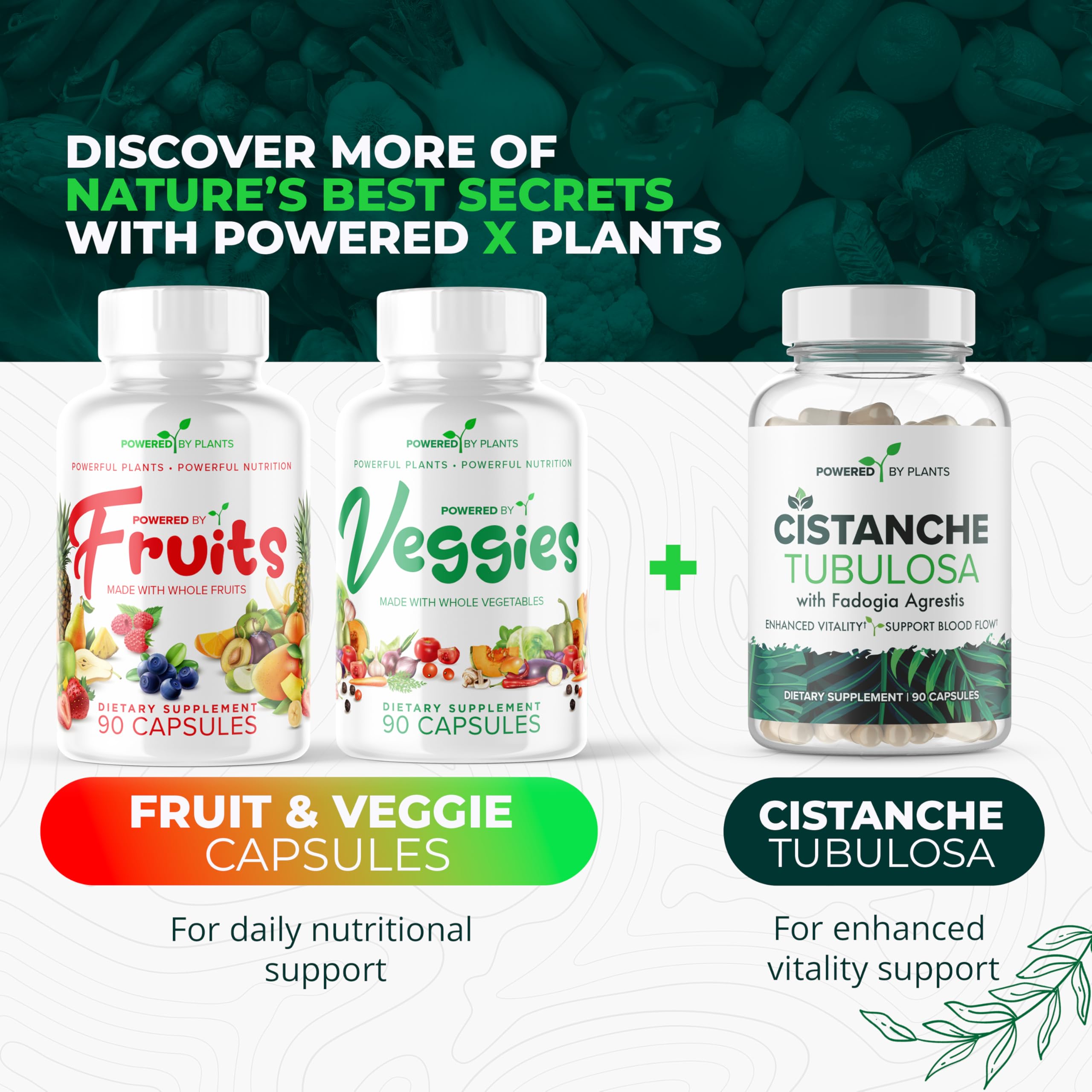 POWERED X PLANTS Fruit and Vegetable Capsules close-up of capsules