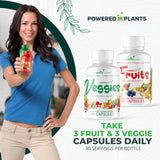 POWERED X PLANTS Fruit and Vegetable Capsules open bottle