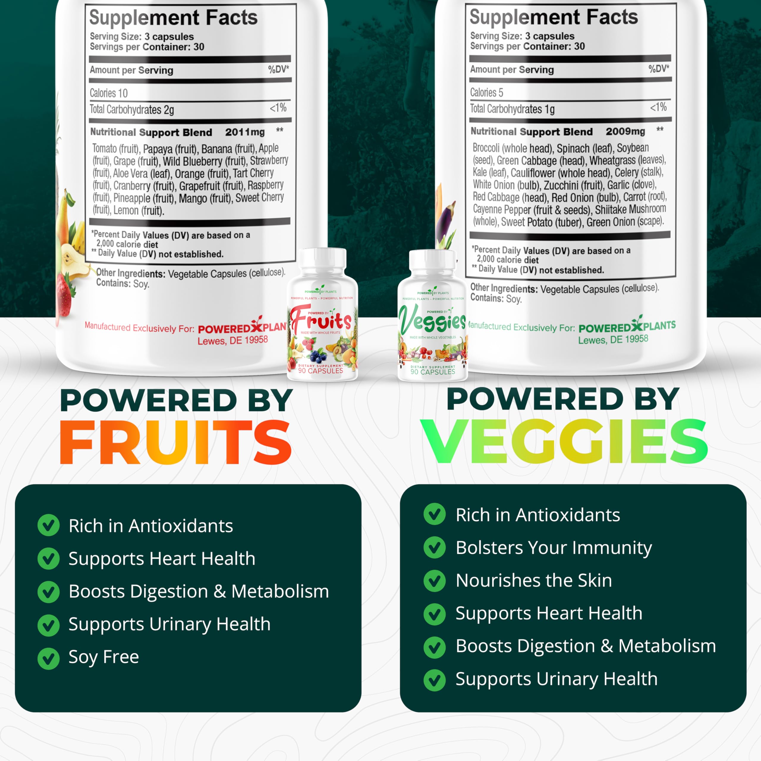 POWERED X PLANTS Fruit and Vegetable Capsules packaging