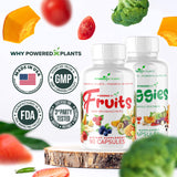 POWERED X PLANTS Fruit and Vegetable Capsules with fresh fruits and vegetables