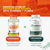 POWERED X PLANTS Liposomal Vitamin C capsules in hand for size reference