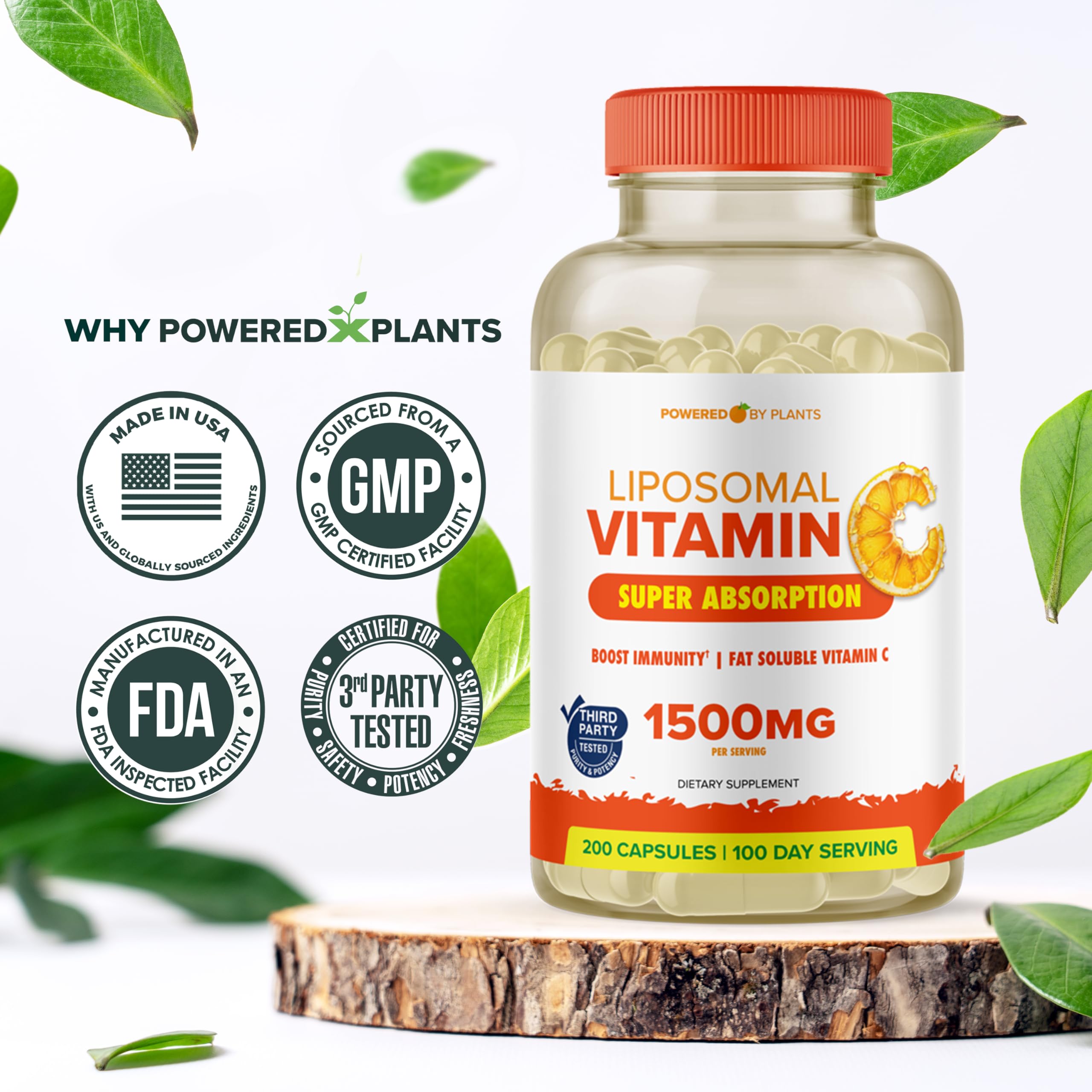 POWERED X PLANTS Liposomal Vitamin C capsules lifestyle image