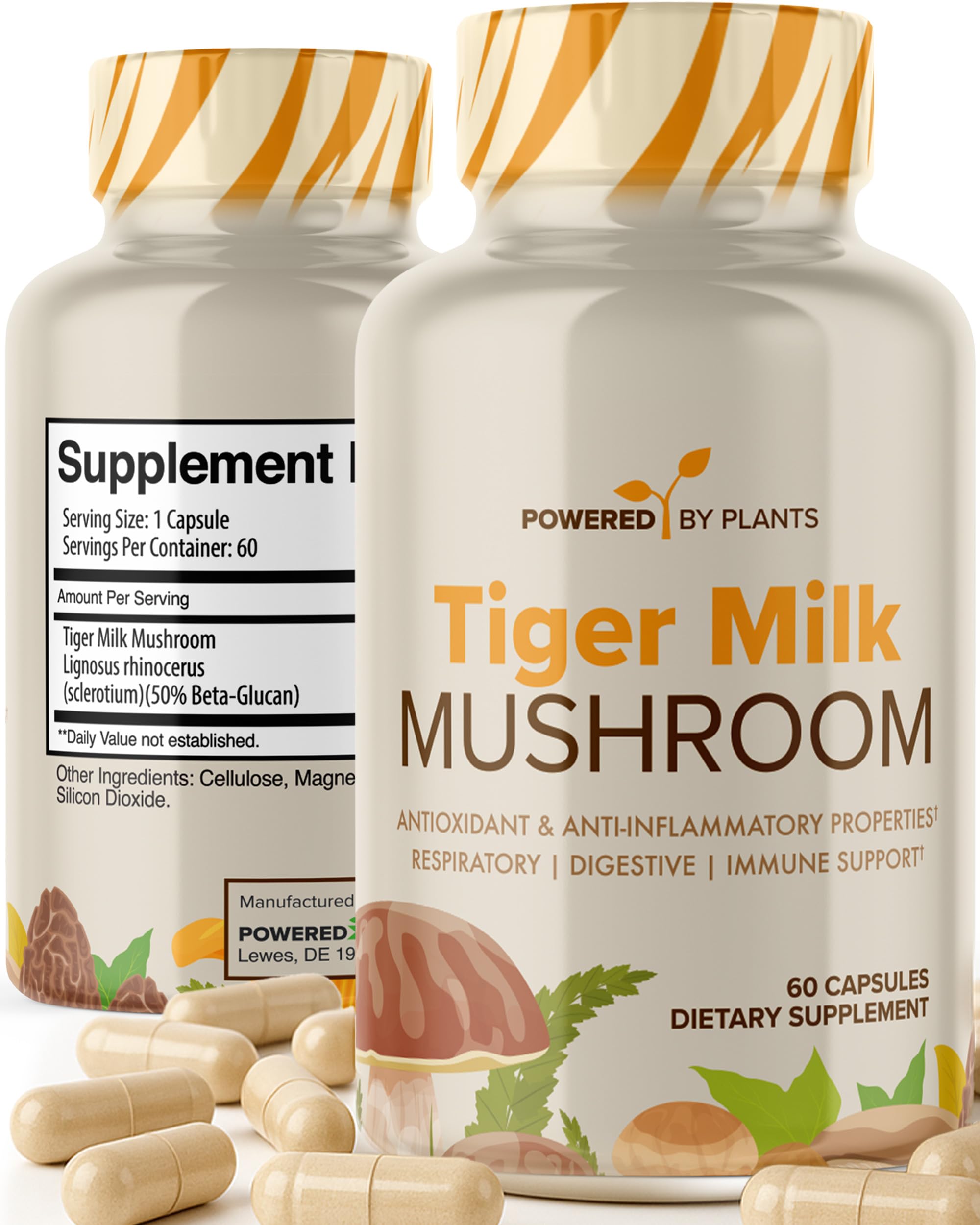POWERED X PLANTS Tiger Milk Mushroom Capsules front view