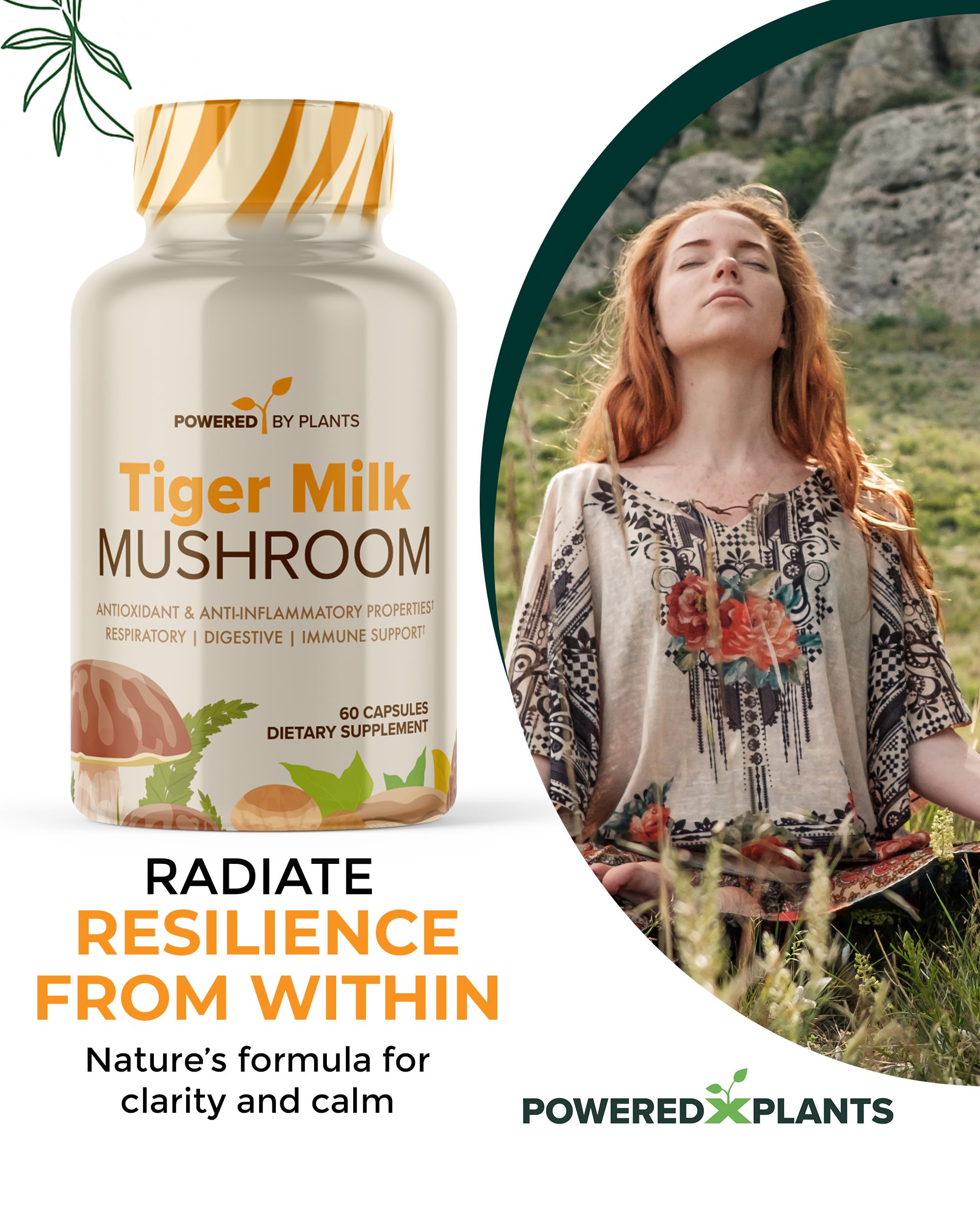 POWERED X PLANTS Tiger Milk Mushroom Capsules packaging