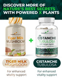 POWERED X PLANTS Tiger Milk Mushroom Capsules with herbal background
