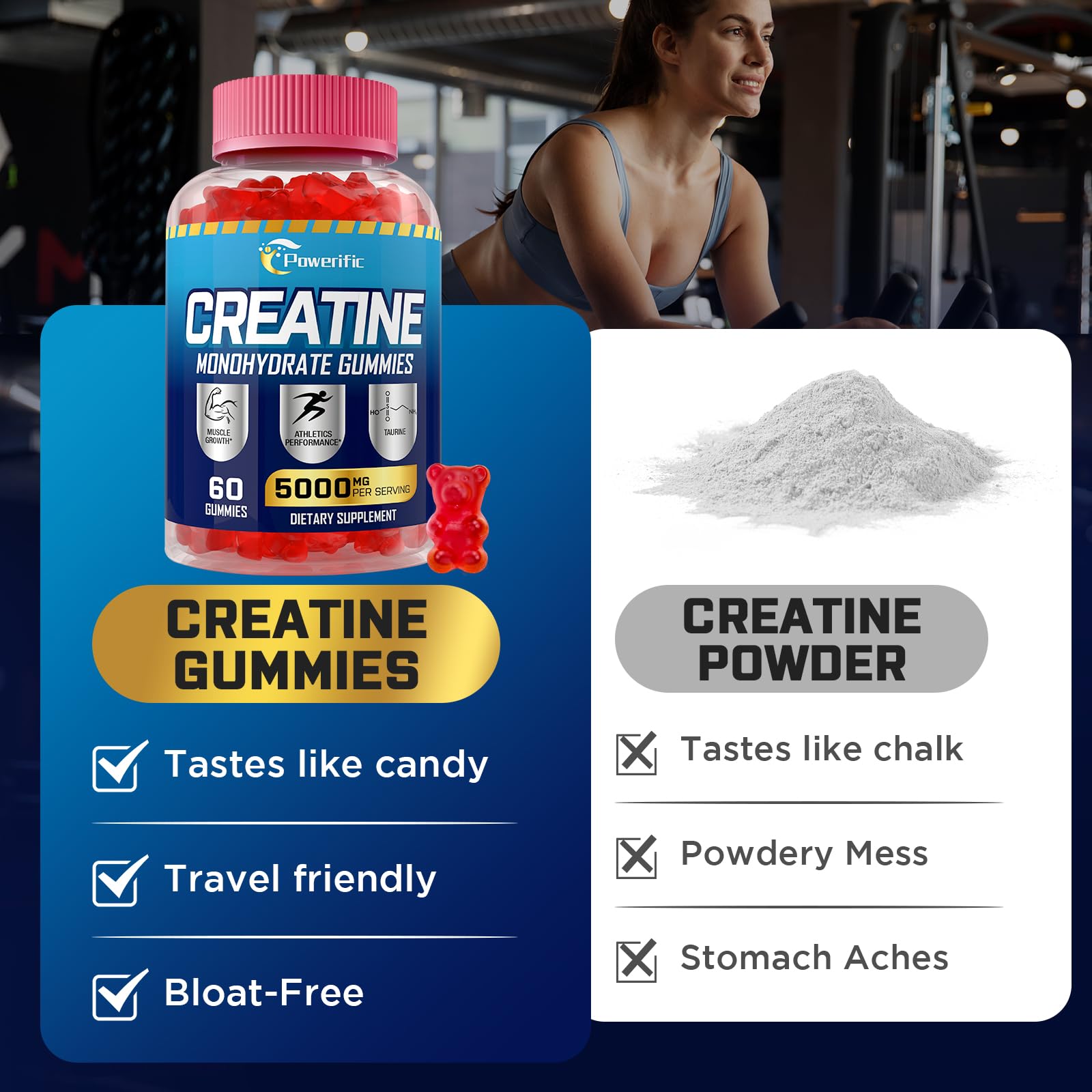 Powerific Creatine Gummies, non-GMO and sugar-free