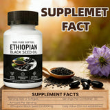 POYICGS Black Seed Oil Softgels bottle with softgels scattered