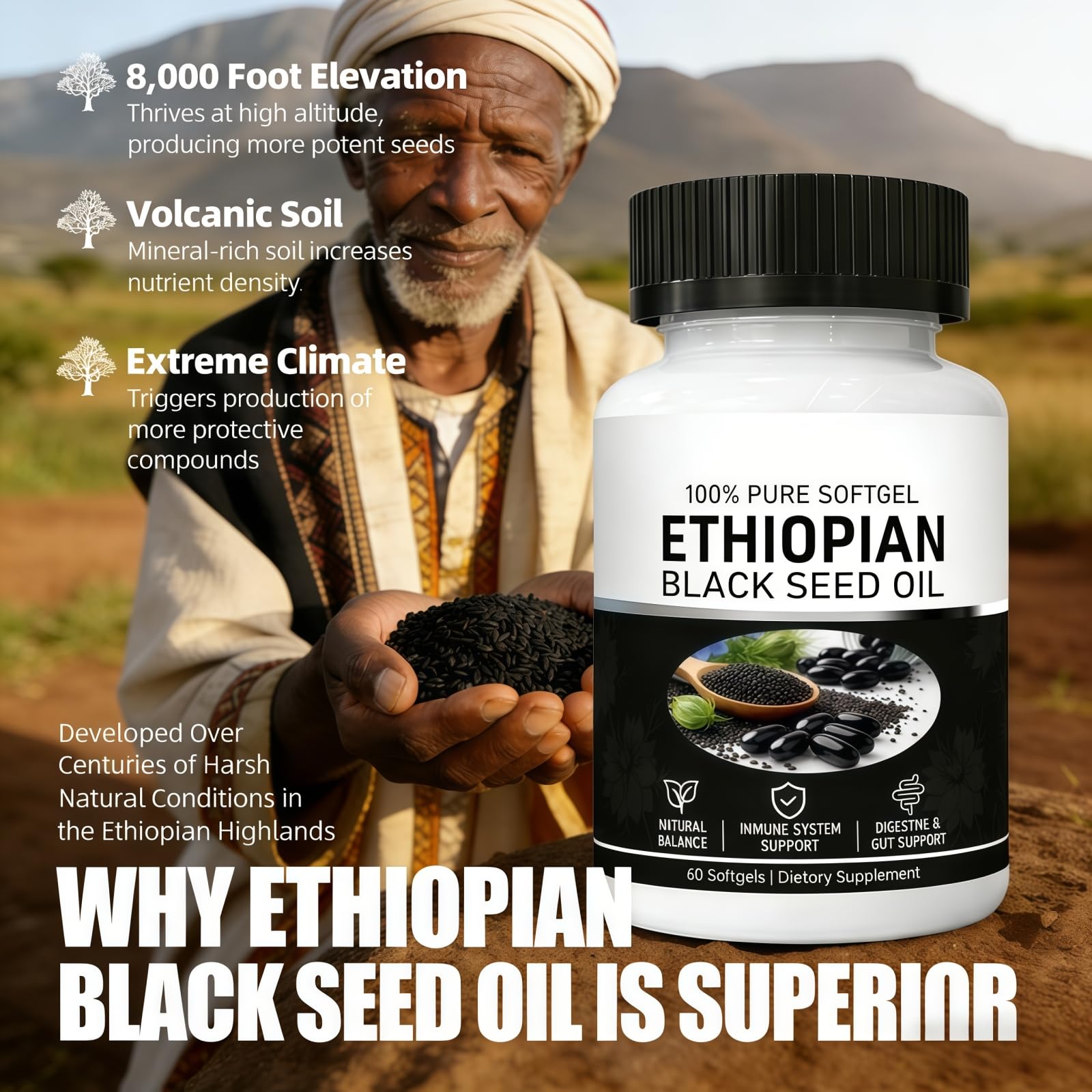 POYICGS Black Seed Oil Softgels showing the softgel capsules