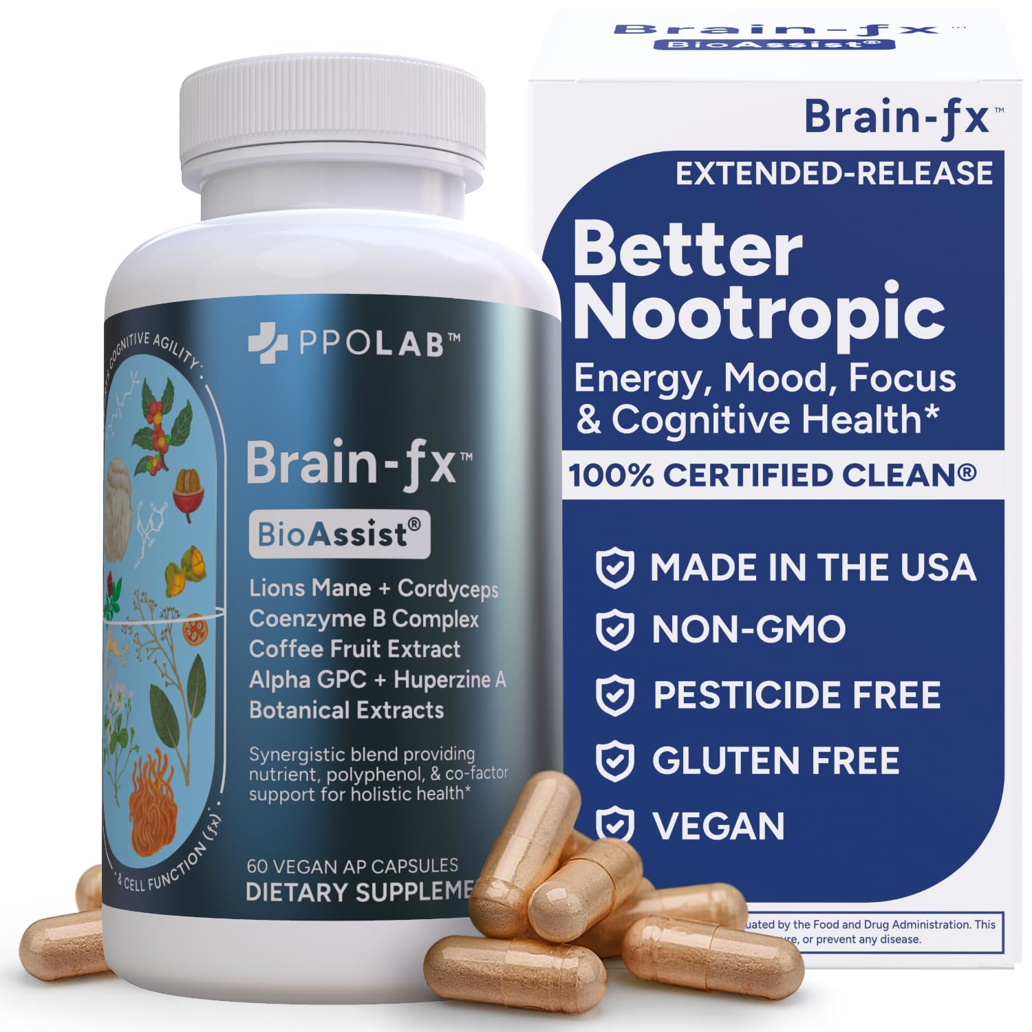 PPO Lab B-Complex Nootropic Capsules front view