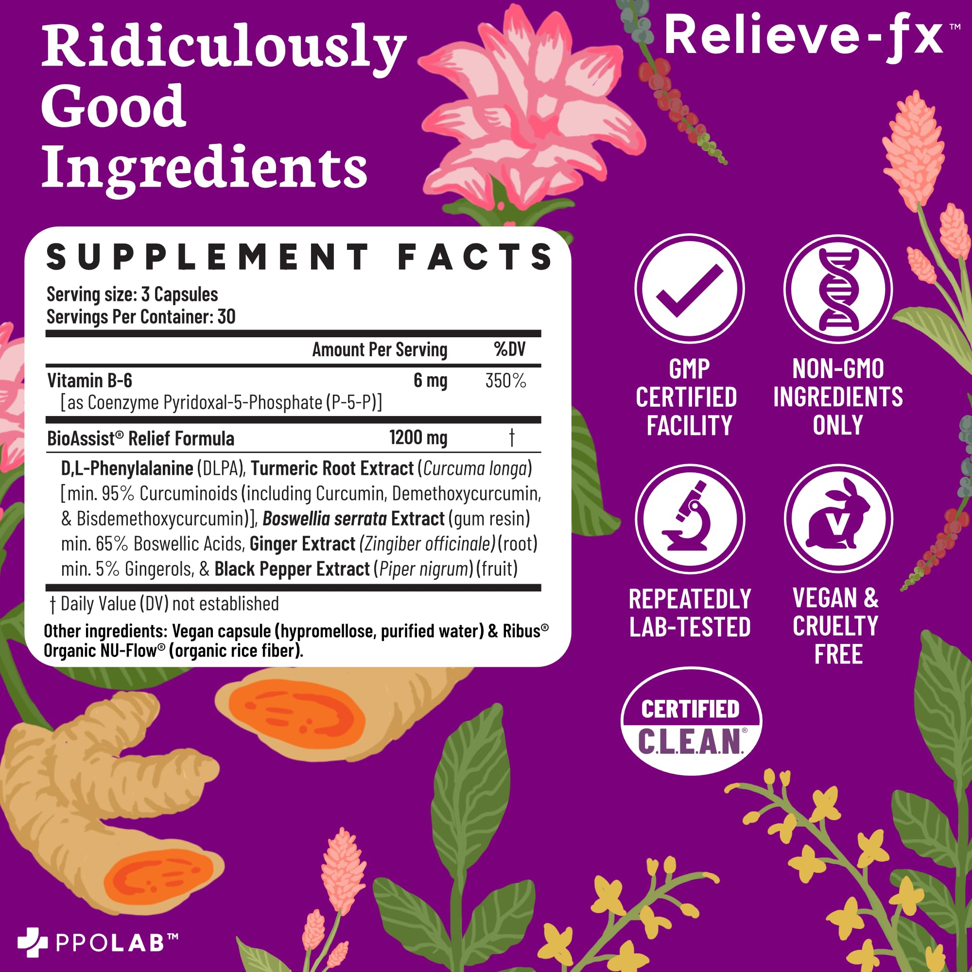 PPO Lab Turmeric Supplement close-up of capsules