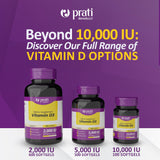Prati Donaduzzi Vitamin D3 10,000 IU Softgels with a measuring spoon