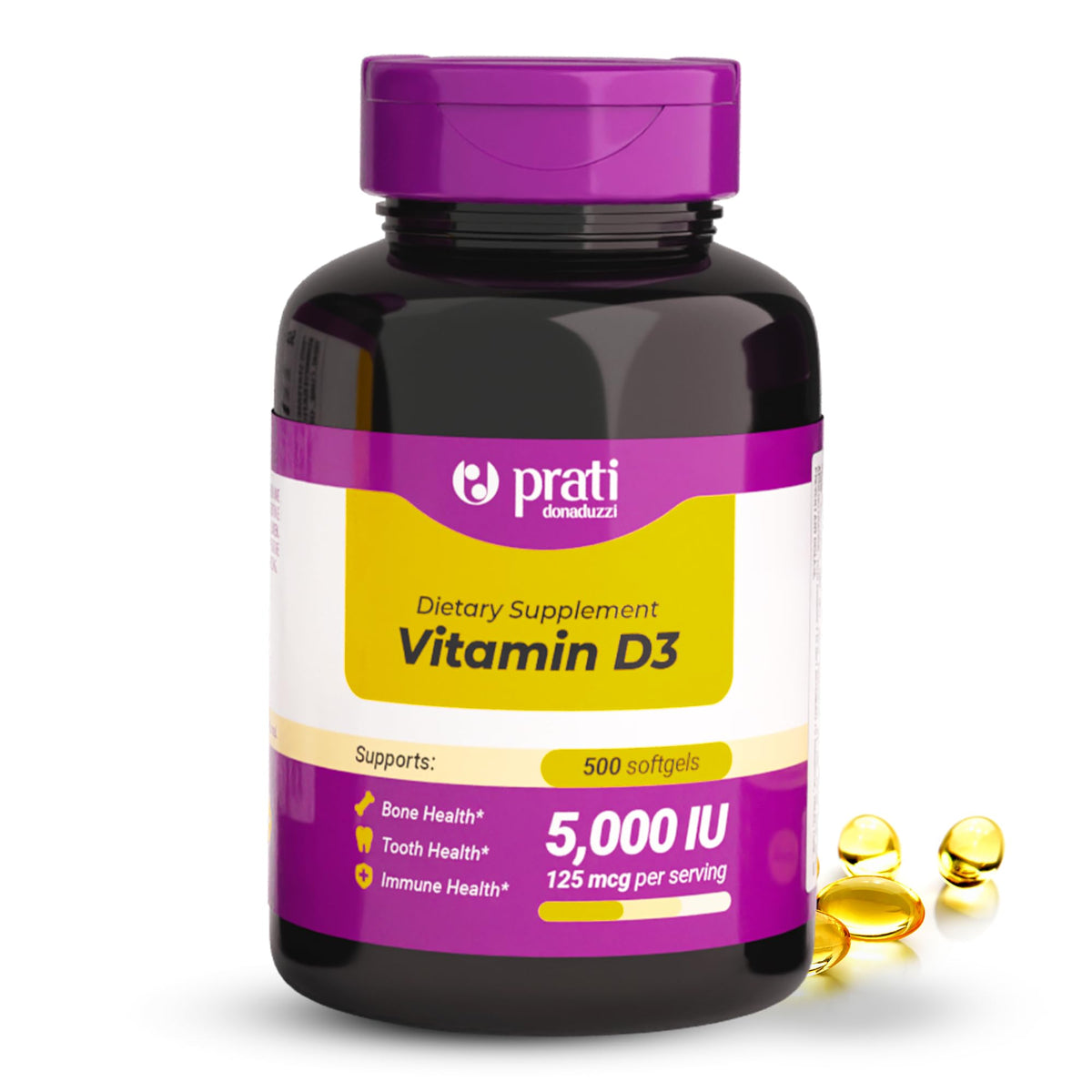 Prati Donaduzzi Vitamin D3 Extra Strength 5000 IU Softgels front view