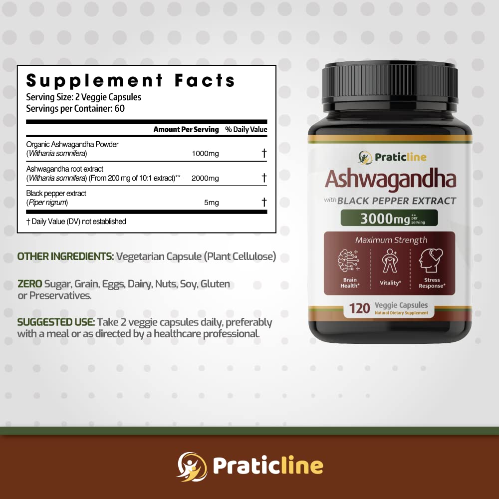 PRATIC LINE Ashwagandha Capsules in a hand