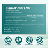 PRCYZO NAC Capsules 600mg side view showing supplement facts