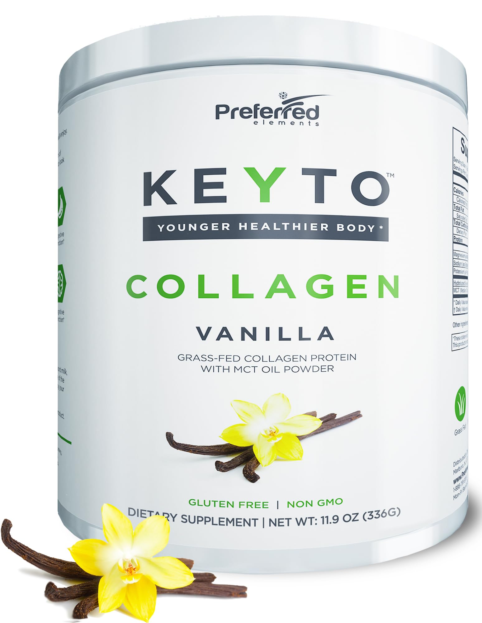 Preferred Elements Collagen Protein Powder front view, 337g packaging
