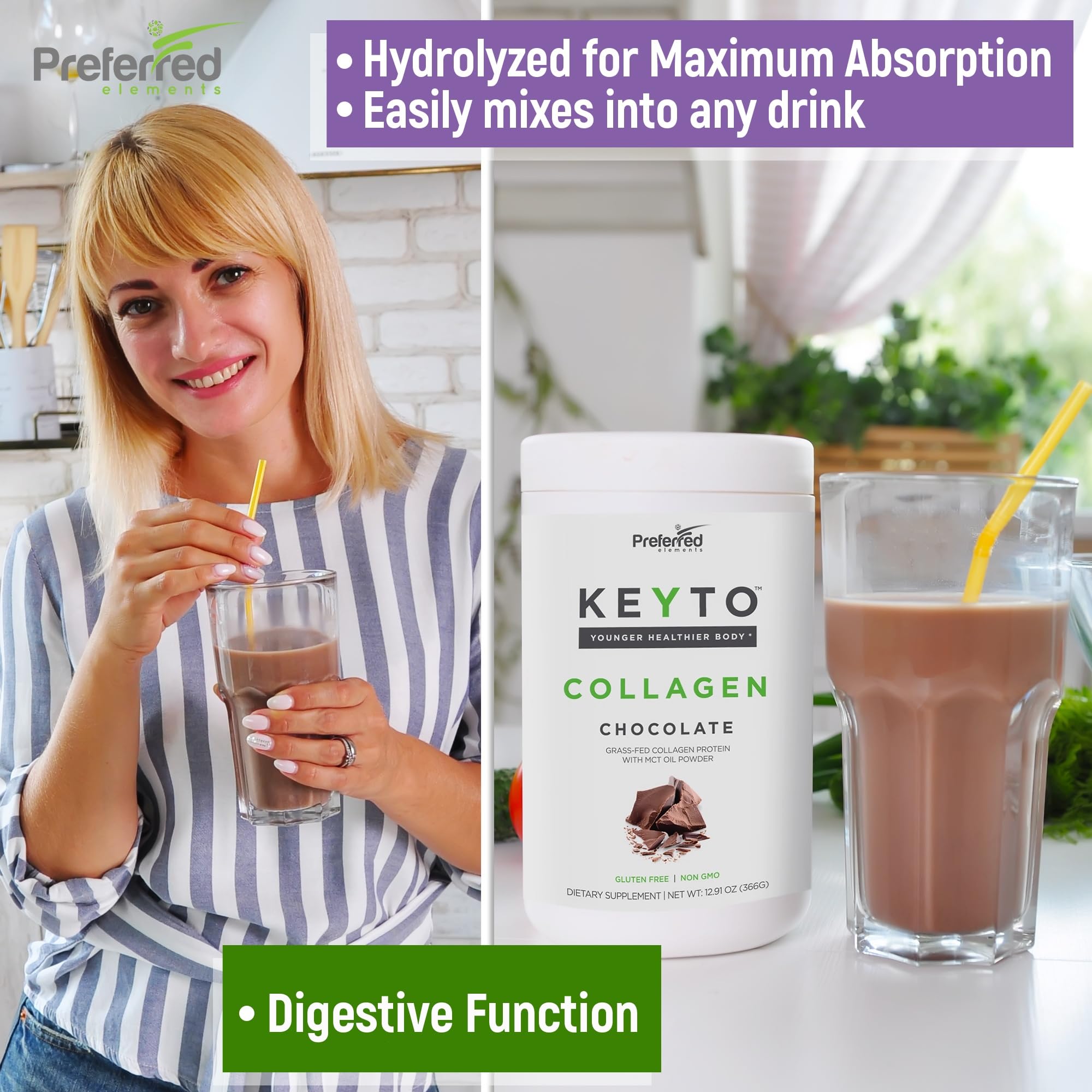 Preferred Elements KEYTO Collagen Drink in strawberry flavour