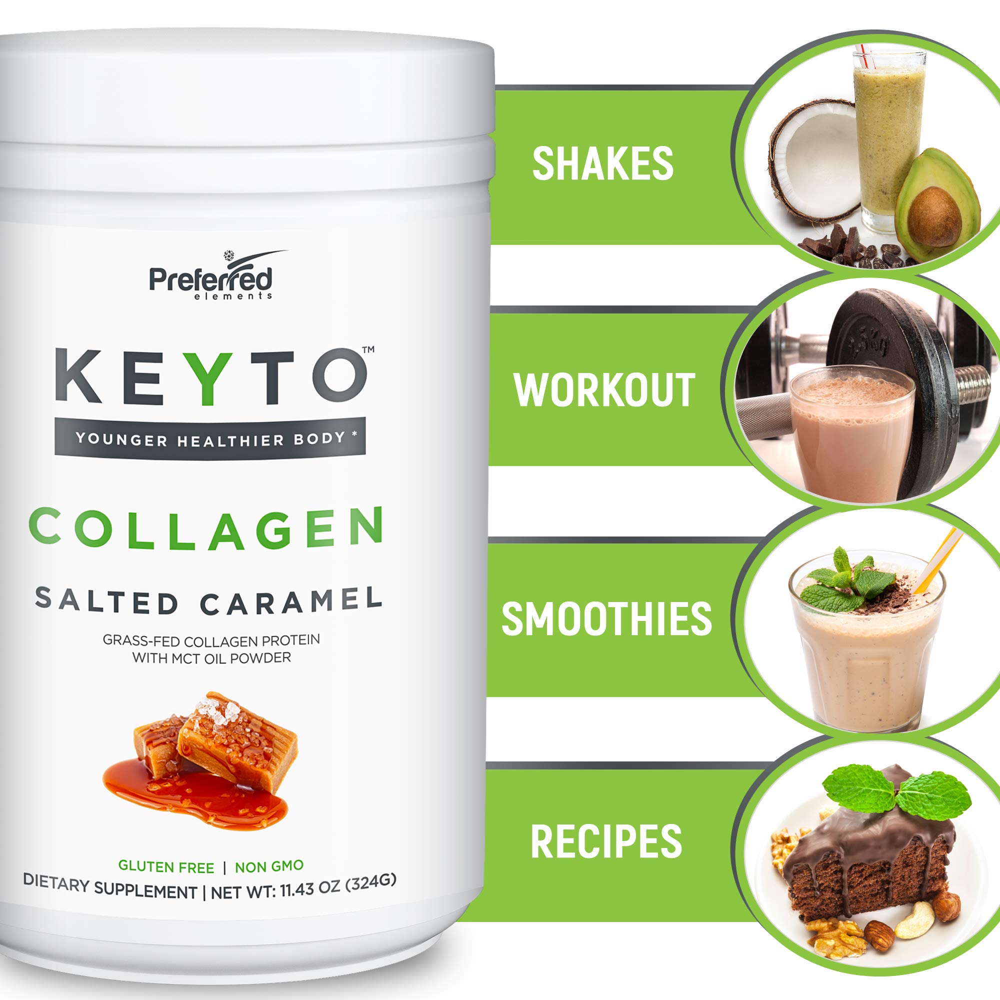 Preferred Elements KEYTO Collagen Protein Powder 323g nutritional information