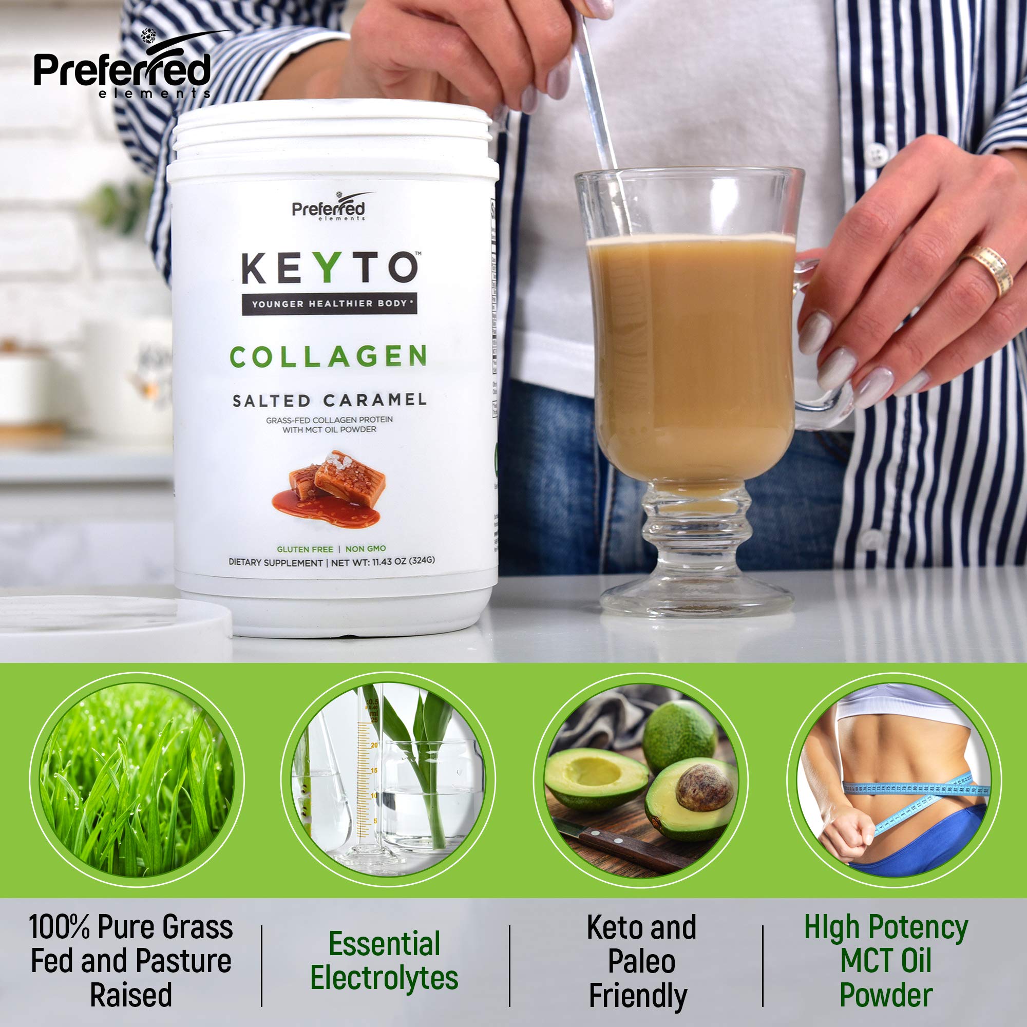 Preferred Elements KEYTO Collagen Protein Powder 323g packaging