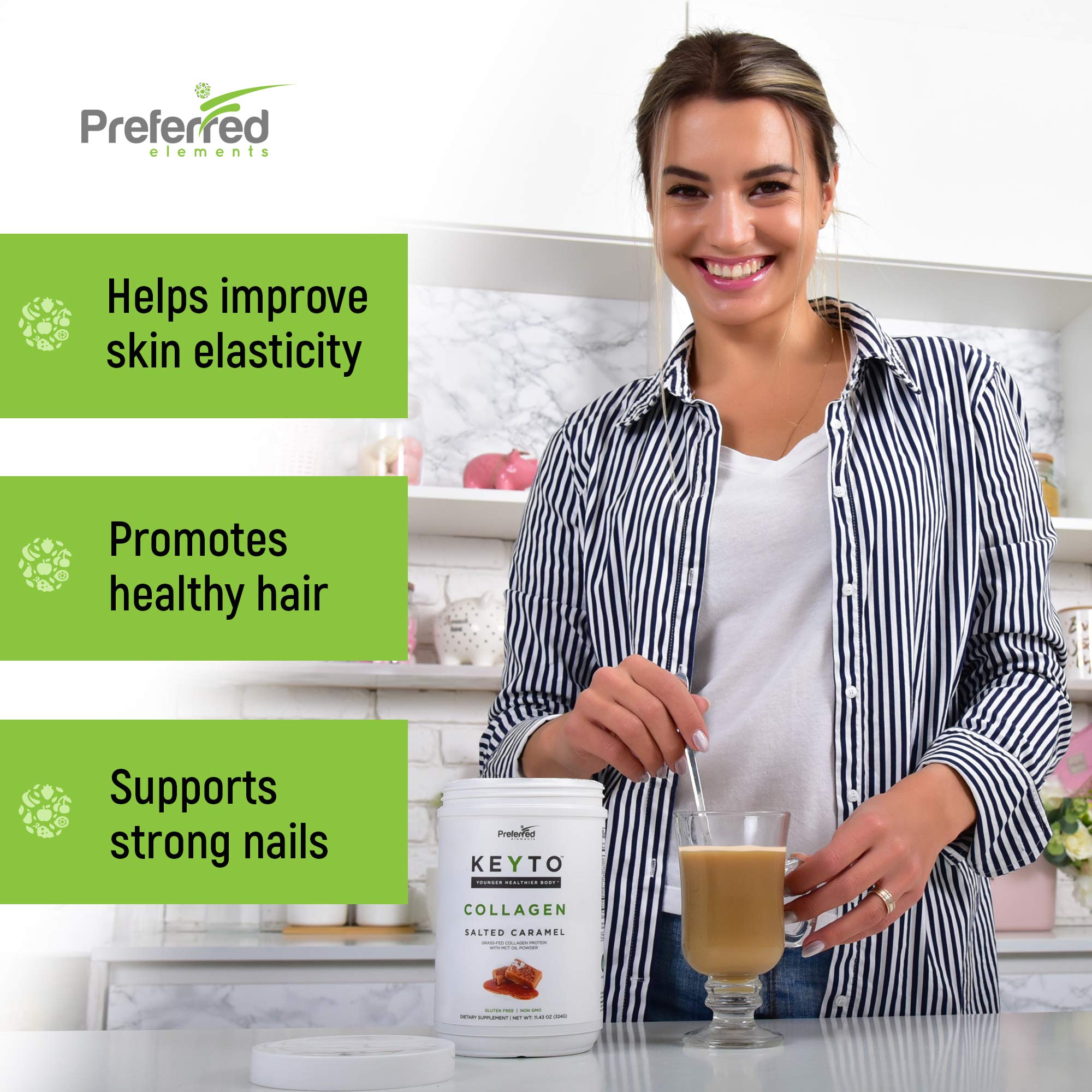 Preferred Elements KEYTO Collagen Protein Powder 323g side view